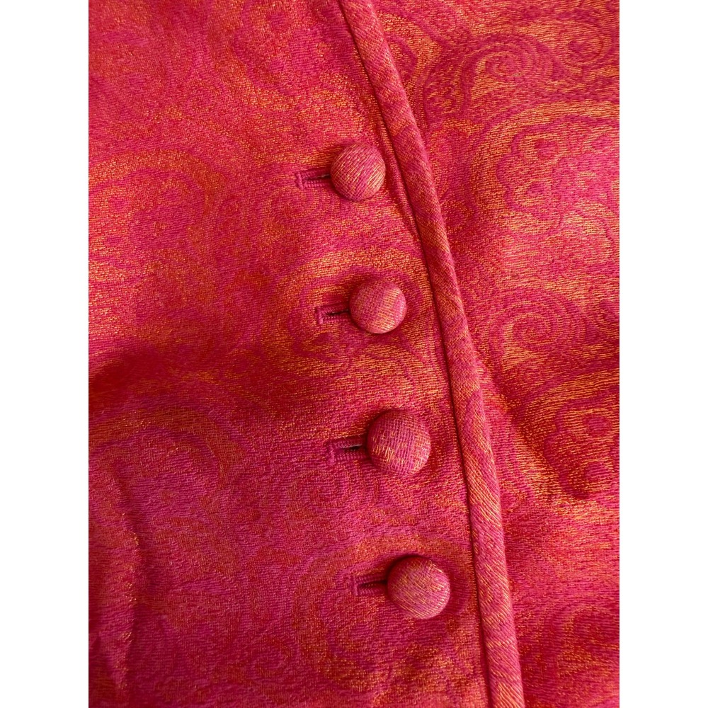 Linda Allard Ellen Tracy Vintage Pink Orange Paisley Jacquard Blazer Jacket Sz 8 - Picture 8 of 8